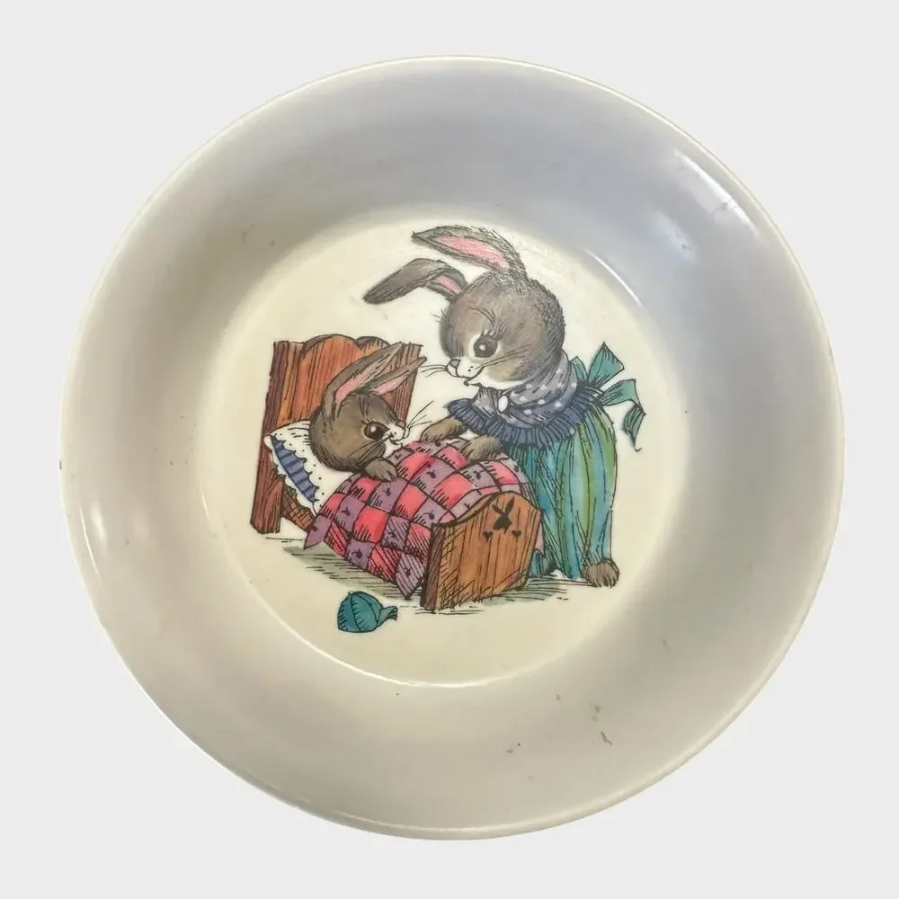 Vintage 60s Oneida Deluxe Storybook Bowl Peter Rabbit Mamma Bedtime #3242 SiLite